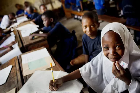 Students in a classroom, Tanzania
