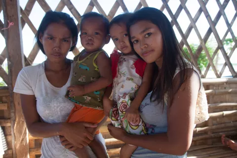 Arranged adolescent marriage and early pregnancy is common in some parts of the Philippines. In photo, Johara Maruji (left) and a sister (right), also a teenage mother. Zamboanga