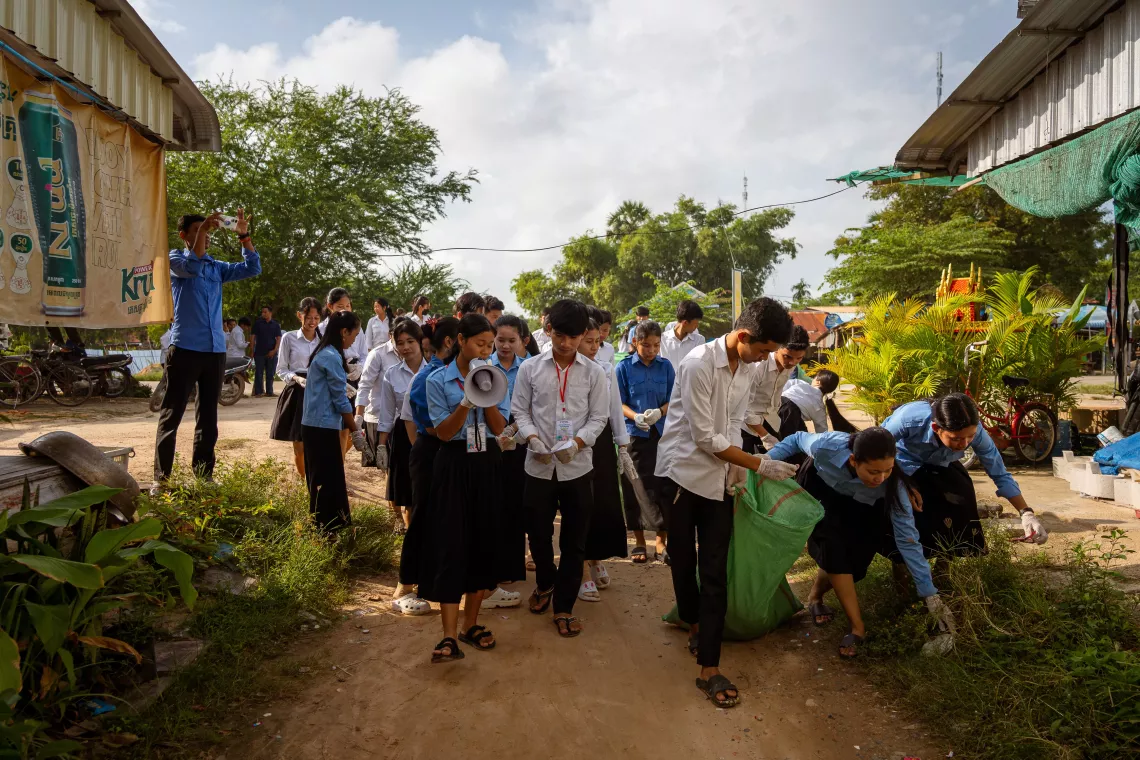 Students at Daungkpus village school where UNICEF supports the Local Life Skills program to educate students about pollution and climate change