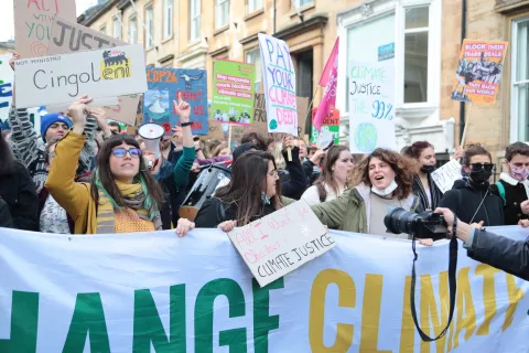 Young people marching on climate change