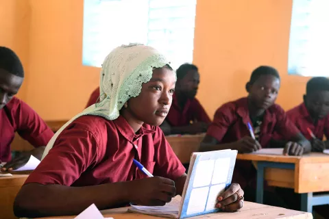 Student in a school in Chad