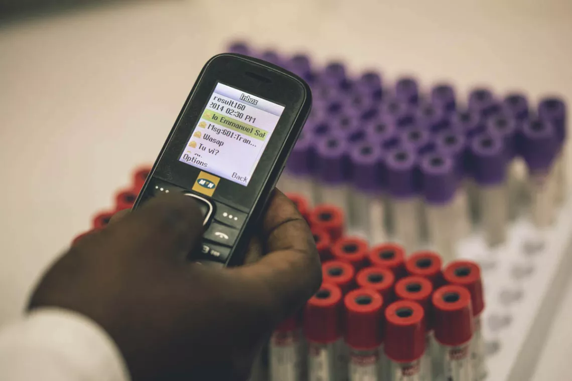 health worker sends text message real time on vaccination samples